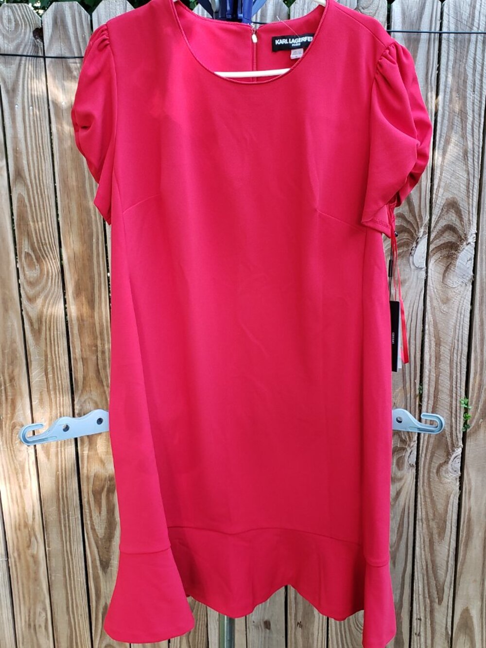 BNWT KARL LAGERFELD PARIS Short Sleeve Crepe Sheath Dress admiral red (16)